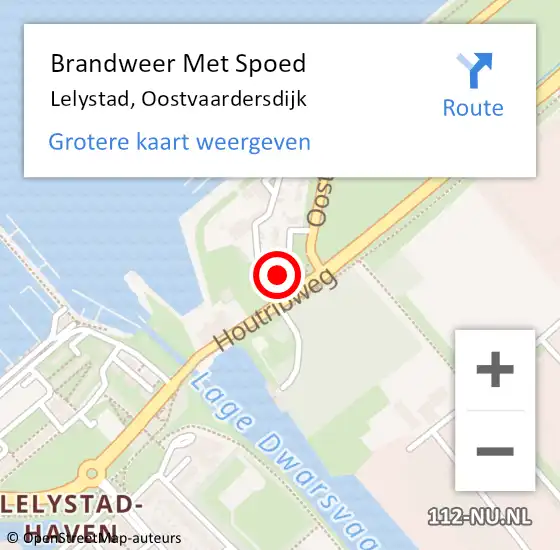 Locatie op kaart van de 112 melding: Brandweer Met Spoed Naar Lelystad, Oostvaardersdijk op 25 juni 2023 15:46
