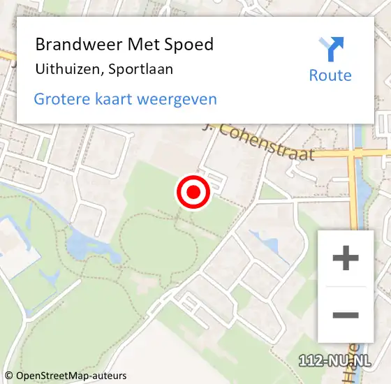 Locatie op kaart van de 112 melding: Brandweer Met Spoed Naar Uithuizen, Sportlaan op 25 juni 2023 19:08