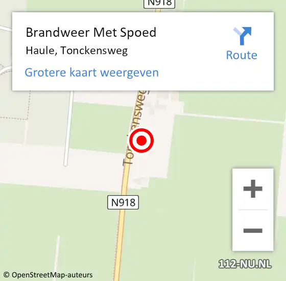 Locatie op kaart van de 112 melding: Brandweer Met Spoed Naar Haule, Tonckensweg op 25 juni 2023 20:03