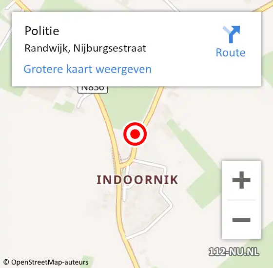 Locatie op kaart van de 112 melding: Politie Randwijk, Nijburgsestraat op 25 juni 2023 20:30