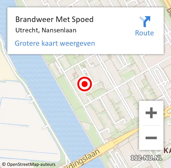 Locatie op kaart van de 112 melding: Brandweer Met Spoed Naar Utrecht, Nansenlaan op 25 juni 2023 21:37