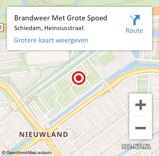 Locatie op kaart van de 112 melding: Brandweer Met Grote Spoed Naar Schiedam, Heinsiusstraat op 25 juni 2023 21:40