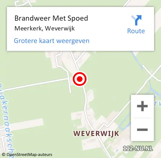 Locatie op kaart van de 112 melding: Brandweer Met Spoed Naar Meerkerk, Weverwijk op 25 juni 2023 22:33
