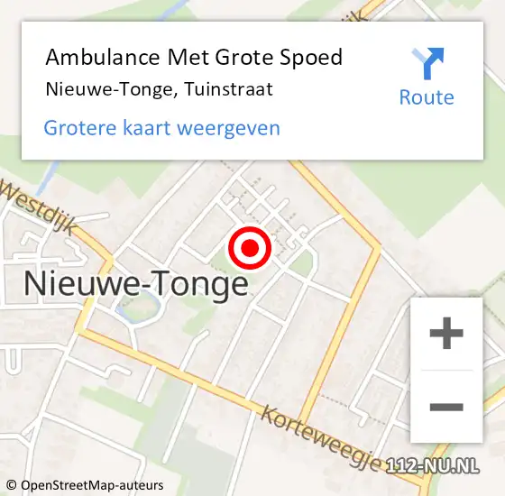 Locatie op kaart van de 112 melding: Ambulance Met Grote Spoed Naar Nieuwe-Tonge, Tuinstraat op 25 juni 2023 23:39