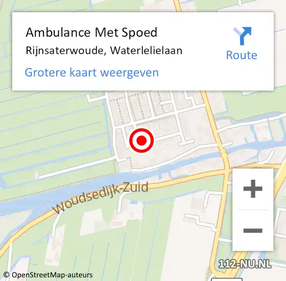 Locatie op kaart van de 112 melding: Ambulance Met Spoed Naar Rijnsaterwoude, Waterlelielaan op 26 juni 2023 00:38