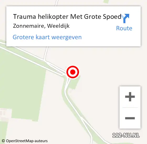 Locatie op kaart van de 112 melding: Trauma helikopter Met Grote Spoed Naar Zonnemaire, Weeldijk op 26 juni 2023 00:58