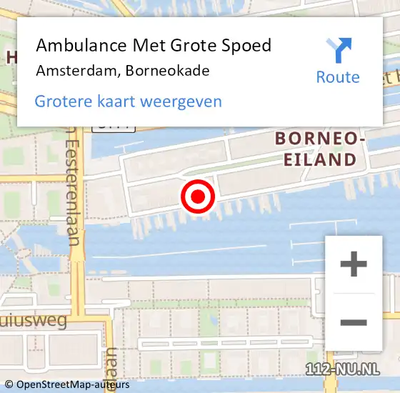 Locatie op kaart van de 112 melding: Ambulance Met Grote Spoed Naar Amsterdam, Borneokade op 26 juni 2023 08:36