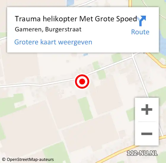 Locatie op kaart van de 112 melding: Trauma helikopter Met Grote Spoed Naar Gameren, Burgerstraat op 26 juni 2023 12:12