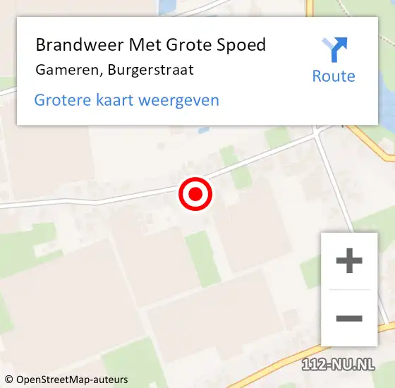 Locatie op kaart van de 112 melding: Brandweer Met Grote Spoed Naar Gameren, Burgerstraat op 26 juni 2023 12:21