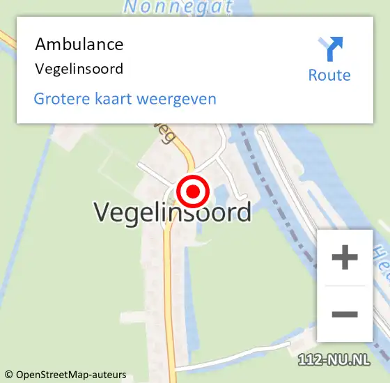 Locatie op kaart van de 112 melding: Ambulance Vegelinsoord op 26 juni 2023 12:31
