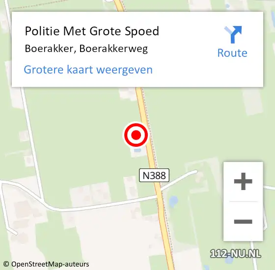 Locatie op kaart van de 112 melding: Politie Met Grote Spoed Naar Boerakker, Boerakkerweg op 26 juni 2023 14:28