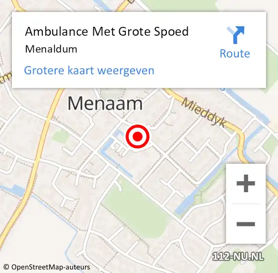 Locatie op kaart van de 112 melding: Ambulance Met Grote Spoed Naar Menaldum op 30 augustus 2014 13:55