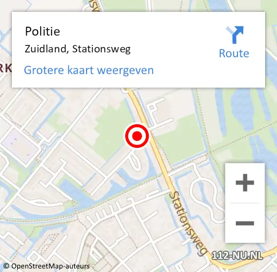 Locatie op kaart van de 112 melding: Politie Zuidland, Stationsweg op 26 juni 2023 19:36