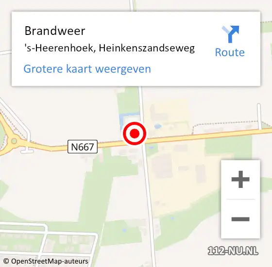 Locatie op kaart van de 112 melding: Brandweer 's-Heerenhoek, Heinkenszandseweg op 26 juni 2023 19:57
