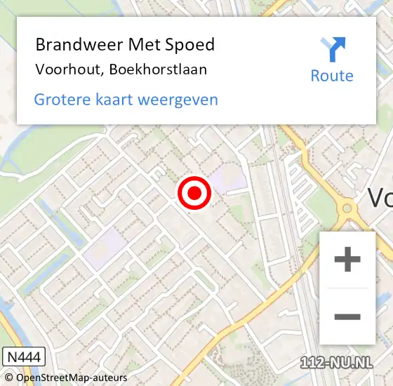 Locatie op kaart van de 112 melding: Brandweer Met Spoed Naar Voorhout, Boekhorstlaan op 26 juni 2023 23:13