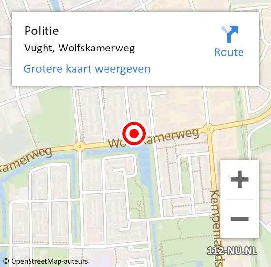 Locatie op kaart van de 112 melding: Politie Vught, Wolfskamerweg op 27 juni 2023 07:55