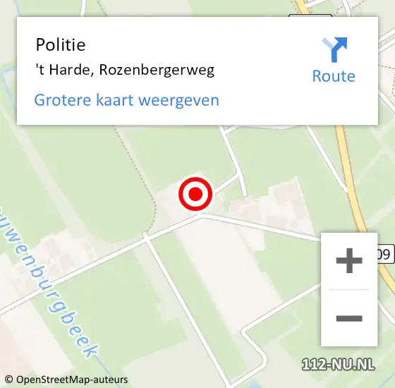 Locatie op kaart van de 112 melding: Politie 't Harde, Rozenbergerweg op 27 juni 2023 08:22