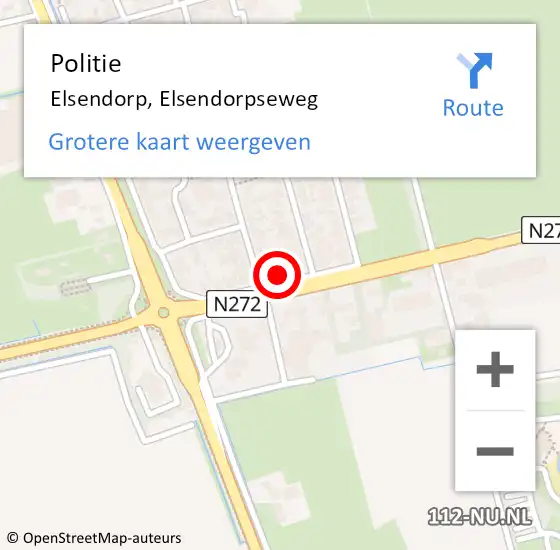 Locatie op kaart van de 112 melding: Politie Elsendorp, Elsendorpseweg op 27 juni 2023 08:31