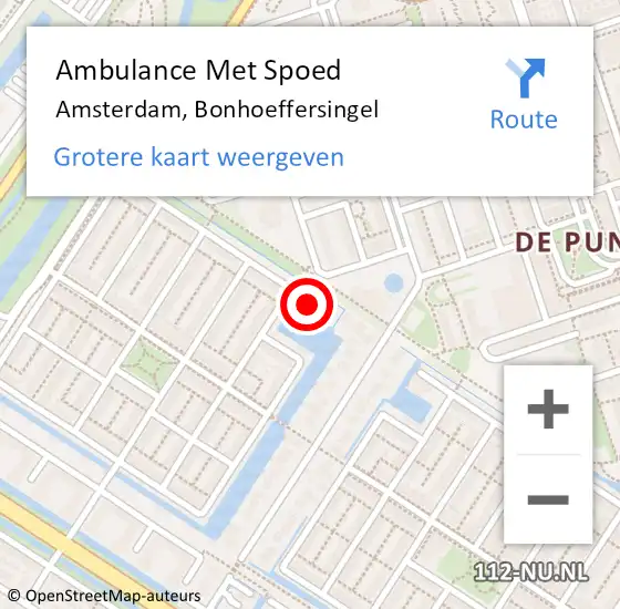 Locatie op kaart van de 112 melding: Ambulance Met Spoed Naar Amsterdam, Bonhoeffersingel op 27 juni 2023 10:07