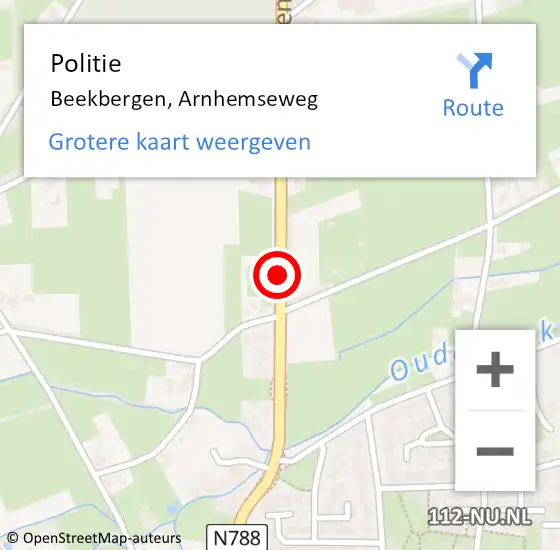 Locatie op kaart van de 112 melding: Politie Beekbergen, Arnhemseweg op 27 juni 2023 10:33