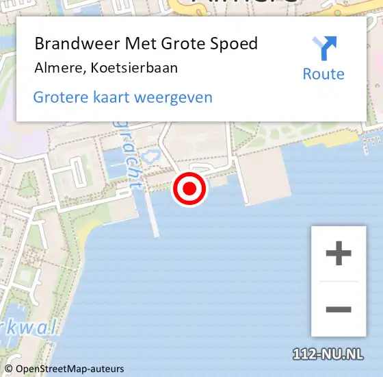 Locatie op kaart van de 112 melding: Brandweer Met Grote Spoed Naar Almere, Koetsierbaan op 27 juni 2023 11:57