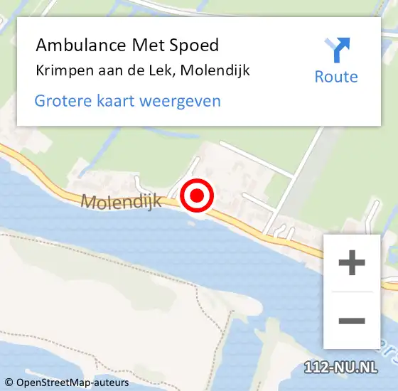Locatie op kaart van de 112 melding: Ambulance Met Spoed Naar Krimpen aan de Lek, Molendijk op 27 juni 2023 12:11