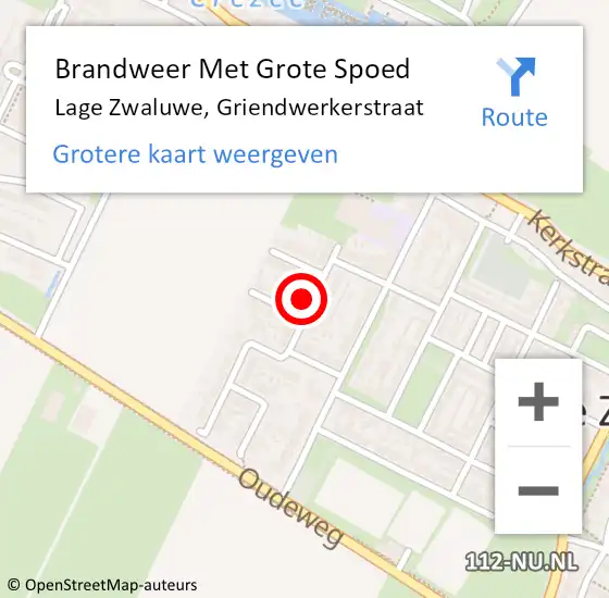 Locatie op kaart van de 112 melding: Brandweer Met Grote Spoed Naar Lage Zwaluwe, Griendwerkerstraat op 27 juni 2023 13:54