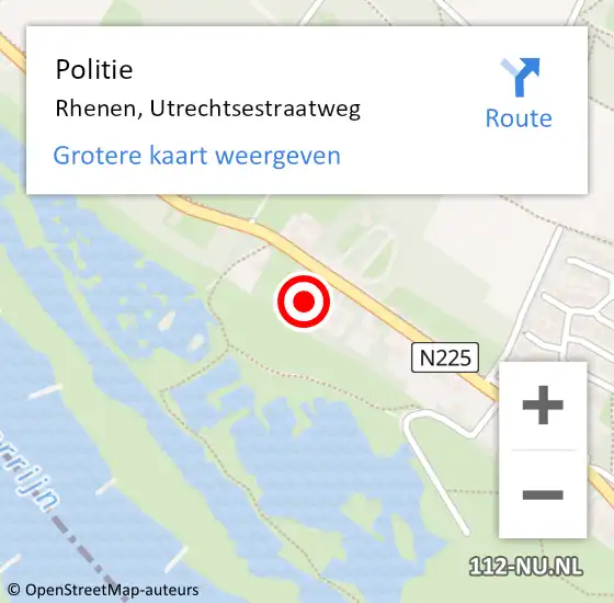 Locatie op kaart van de 112 melding: Politie Rhenen, Utrechtsestraatweg op 27 juni 2023 15:23