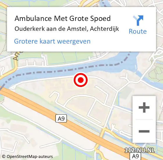 Locatie op kaart van de 112 melding: Ambulance Met Grote Spoed Naar Ouderkerk aan de Amstel, Achterdijk op 27 juni 2023 17:13