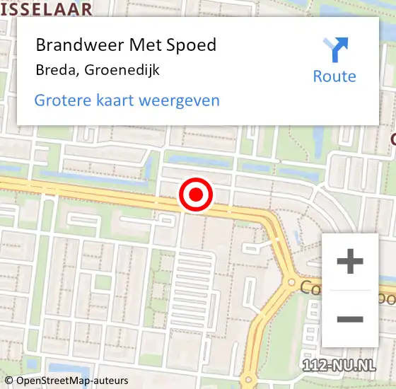 Locatie op kaart van de 112 melding: Brandweer Met Spoed Naar Breda, Groenedijk op 27 juni 2023 19:38