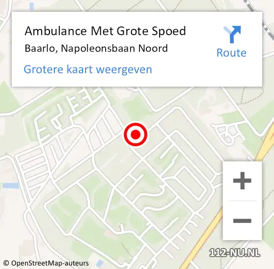 Locatie op kaart van de 112 melding: Ambulance Met Grote Spoed Naar Baarlo, Napoleonsbaan Noord op 27 juni 2023 20:26