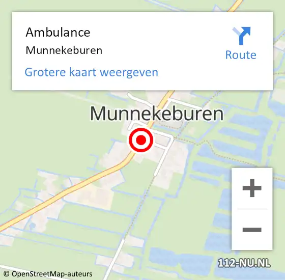 Locatie op kaart van de 112 melding: Ambulance Munnekeburen op 27 juni 2023 20:26