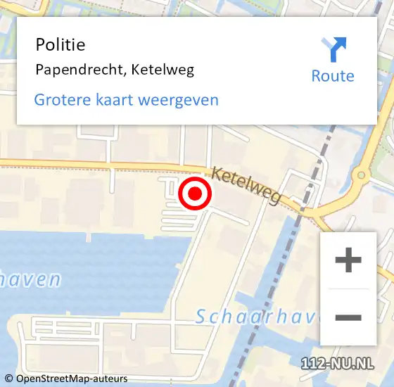 Locatie op kaart van de 112 melding: Politie Papendrecht, Ketelweg op 27 juni 2023 20:52