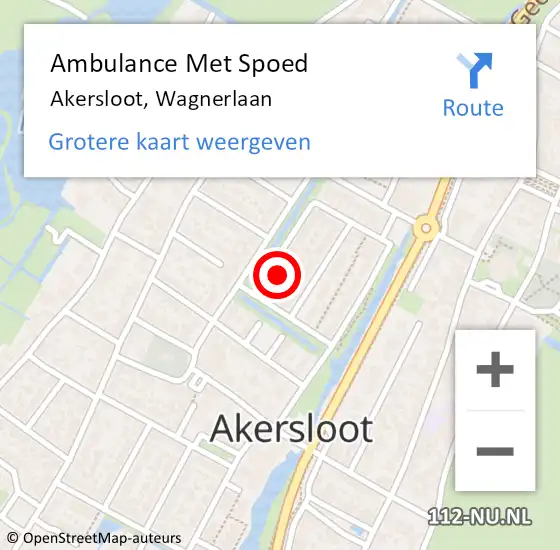 Locatie op kaart van de 112 melding: Ambulance Met Spoed Naar Akersloot, Wagnerlaan op 27 juni 2023 20:57