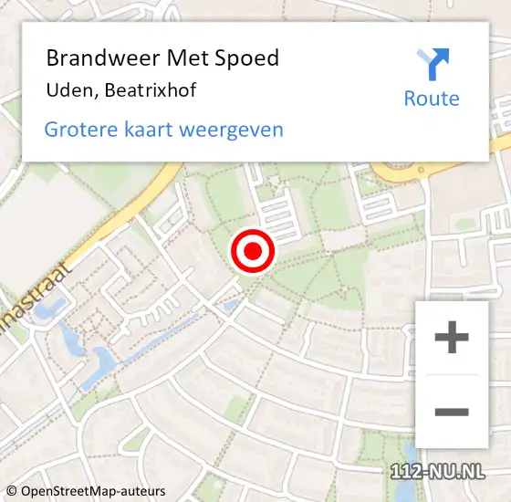 Locatie op kaart van de 112 melding: Brandweer Met Spoed Naar Uden, Beatrixhof op 27 juni 2023 23:39