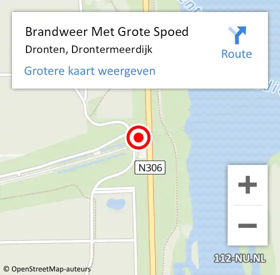 Locatie op kaart van de 112 melding: Brandweer Met Grote Spoed Naar Dronten, Drontermeerdijk op 28 juni 2023 00:08