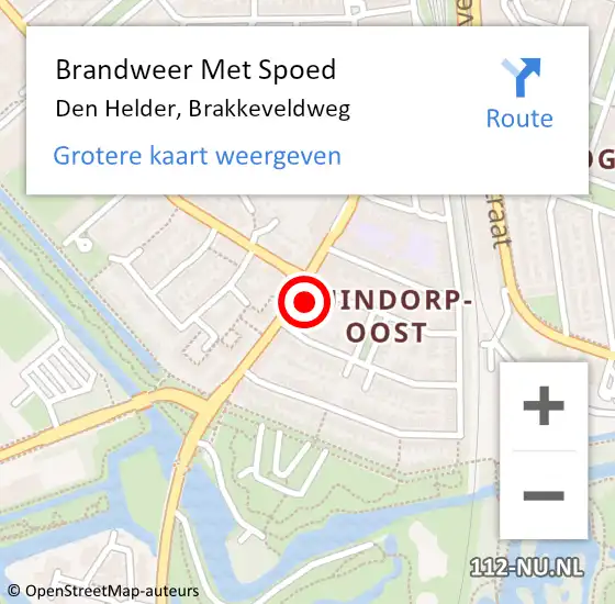 Locatie op kaart van de 112 melding: Brandweer Met Spoed Naar Den Helder, Brakkeveldweg op 28 juni 2023 01:12