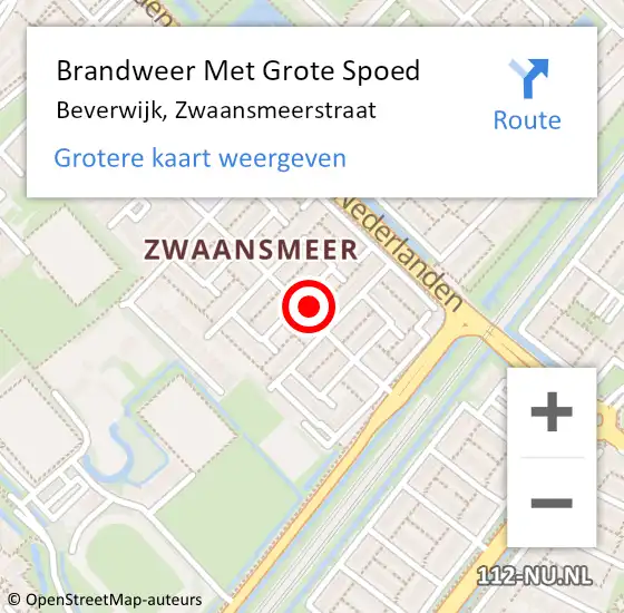 Locatie op kaart van de 112 melding: Brandweer Met Grote Spoed Naar Beverwijk, Zwaansmeerstraat op 28 juni 2023 08:34