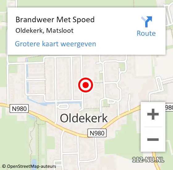 Locatie op kaart van de 112 melding: Brandweer Met Spoed Naar Oldekerk, Matsloot op 28 juni 2023 10:56