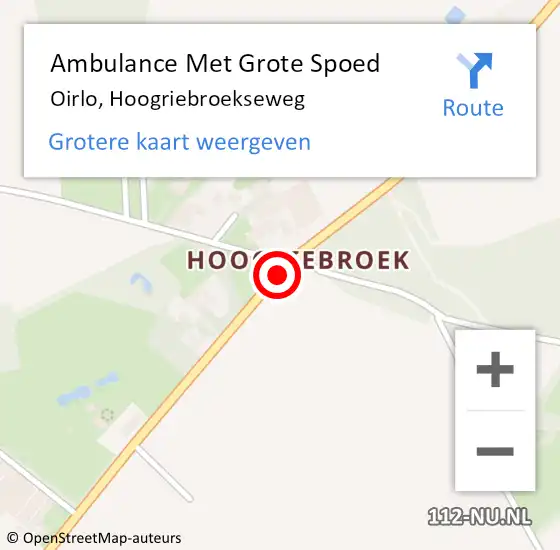 Locatie op kaart van de 112 melding: Ambulance Met Grote Spoed Naar Oirlo, Hoogriebroekseweg op 28 juni 2023 12:00
