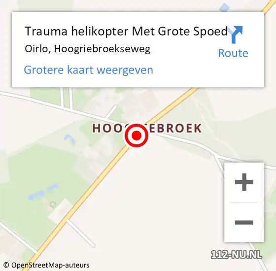 Locatie op kaart van de 112 melding: Trauma helikopter Met Grote Spoed Naar Oirlo, Hoogriebroekseweg op 28 juni 2023 12:00