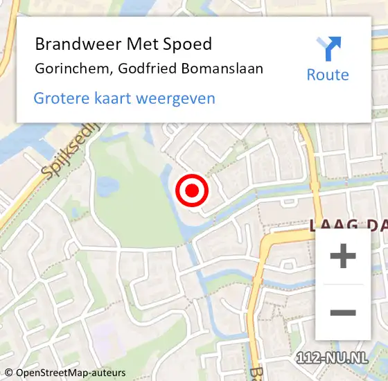 Locatie op kaart van de 112 melding: Brandweer Met Spoed Naar Gorinchem, Godfried Bomanslaan op 28 juni 2023 12:32