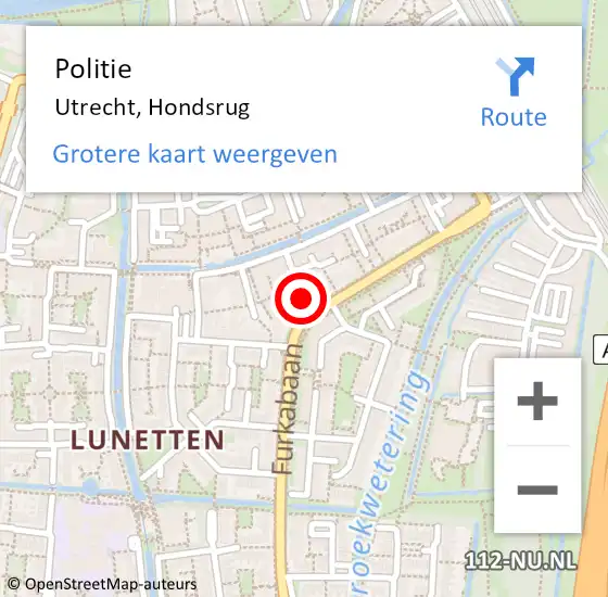 Locatie op kaart van de 112 melding: Politie Utrecht, Hondsrug op 28 juni 2023 13:24