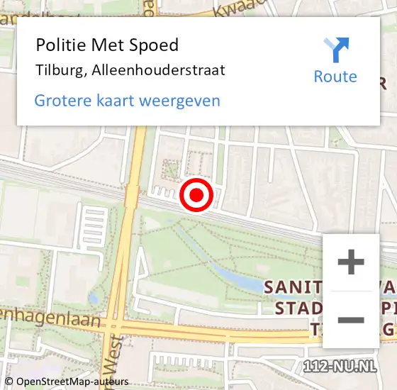 Locatie op kaart van de 112 melding: Politie Met Spoed Naar Tilburg, Alleenhouderstraat op 28 juni 2023 13:40