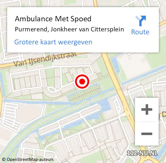 Locatie op kaart van de 112 melding: Ambulance Met Spoed Naar Purmerend, Jonkheer van Cittersplein op 28 juni 2023 13:45