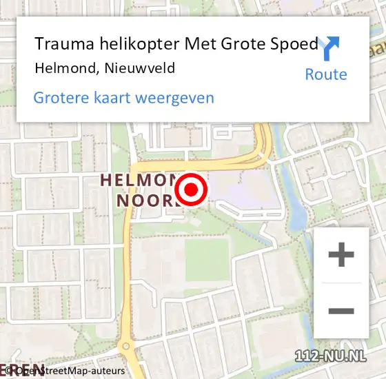 Locatie op kaart van de 112 melding: Trauma helikopter Met Grote Spoed Naar Helmond, Nieuwveld op 28 juni 2023 13:54