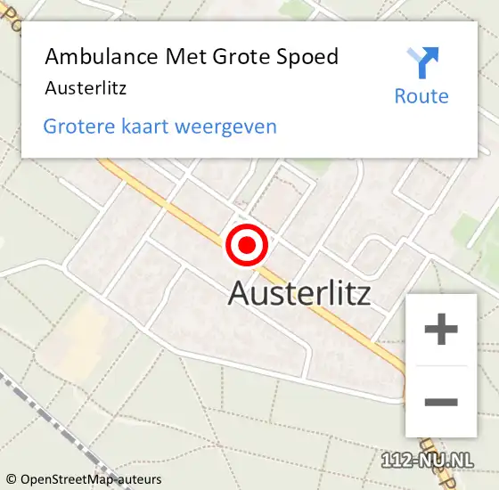 Locatie op kaart van de 112 melding: Ambulance Met Grote Spoed Naar Austerlitz op 28 juni 2023 13:56