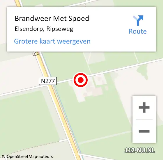 Locatie op kaart van de 112 melding: Brandweer Met Spoed Naar Elsendorp, Ripseweg op 28 juni 2023 14:01