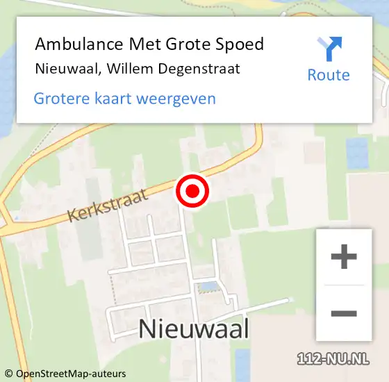 Locatie op kaart van de 112 melding: Ambulance Met Grote Spoed Naar Nieuwaal, Willem Degenstraat op 30 augustus 2014 17:48