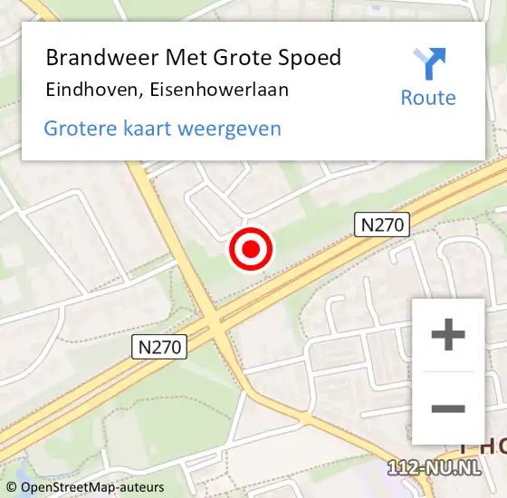 Locatie op kaart van de 112 melding: Brandweer Met Grote Spoed Naar Eindhoven, Eisenhowerlaan op 28 juni 2023 17:46